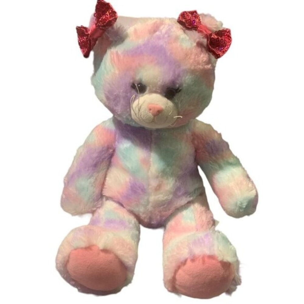 Build A Bear BAB Pastel Swirl TieDye Kitty Cat 16 inch Stuffed Animal Plush Toy